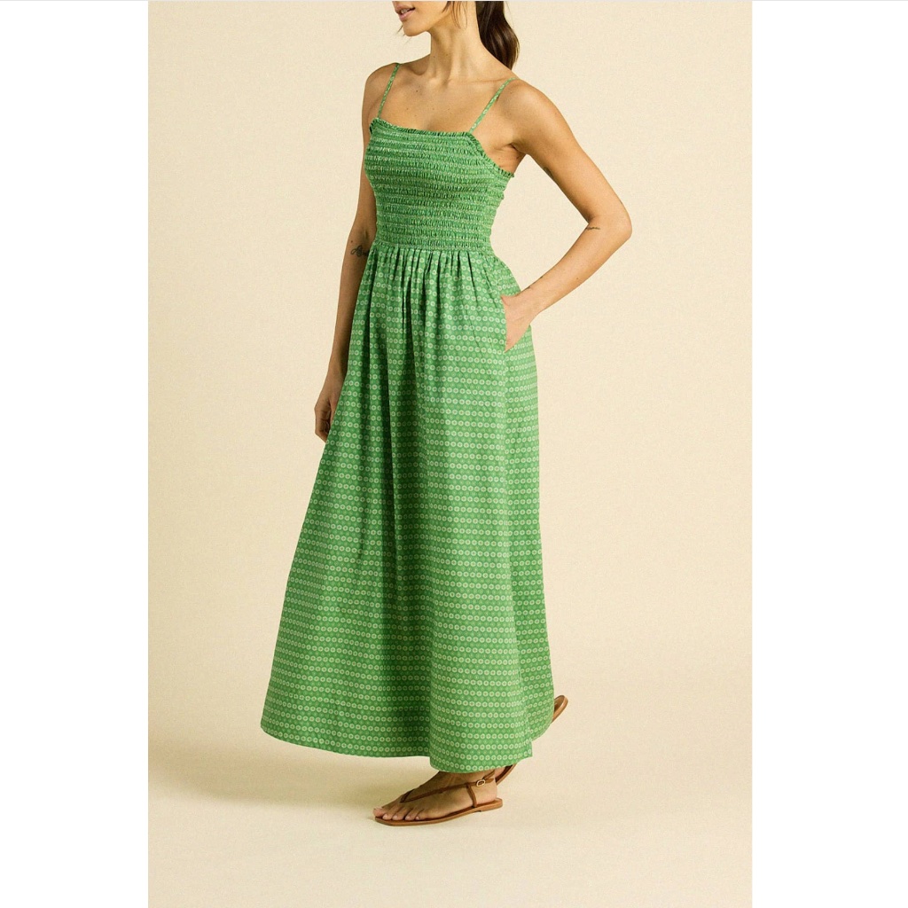 Carmen Dress ~ Green Medallion